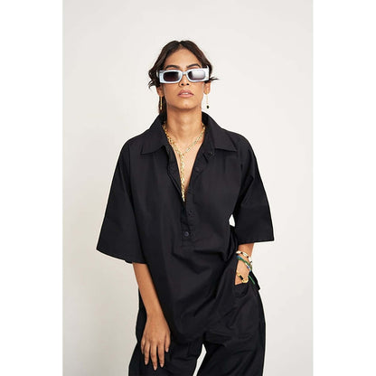 SPACE Ikigai Black Top And Bag Pant