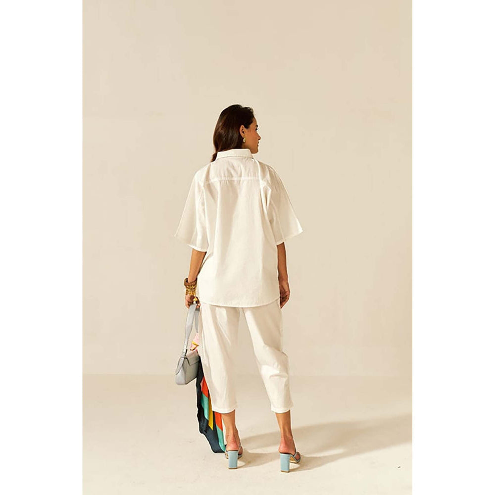 SPACE Ikigai White Top And Bag Pant