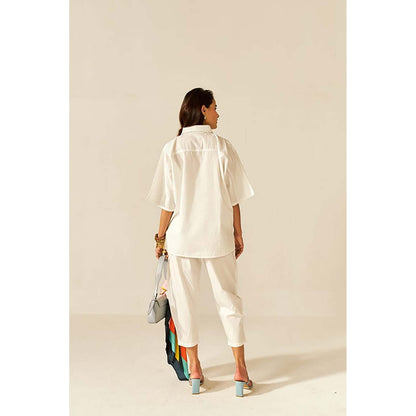 SPACE Ikigai White Top And Bag Pant