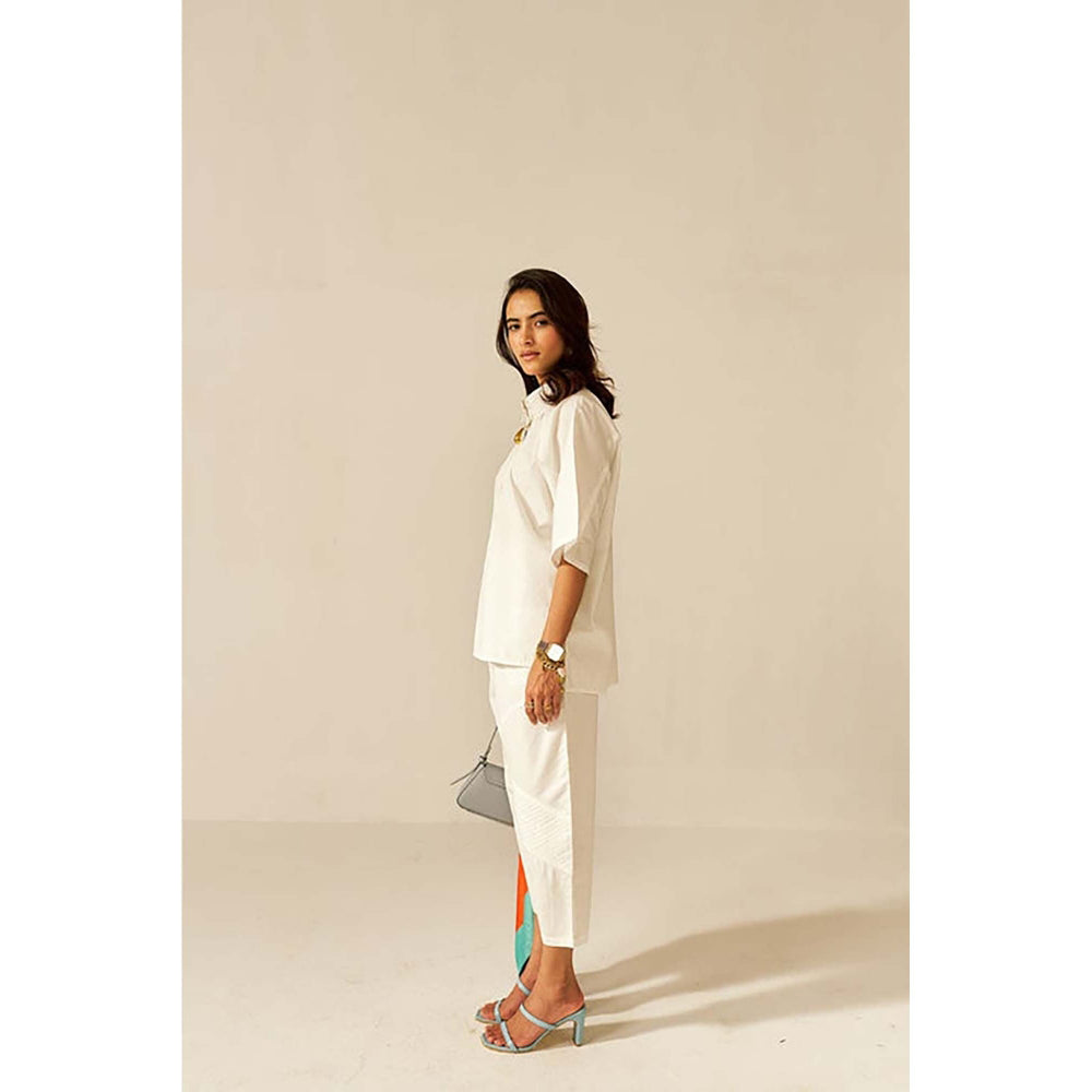 SPACE Ikigai White Top And Bag Pant