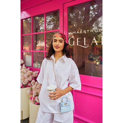 SPACE Ikigai White Top And Bag Pant