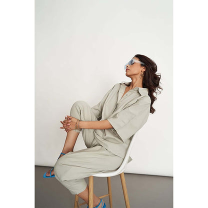 SPACE Ikigai Grey Top And Bag Pant