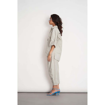 SPACE Ikigai Grey Top And Bag Pant