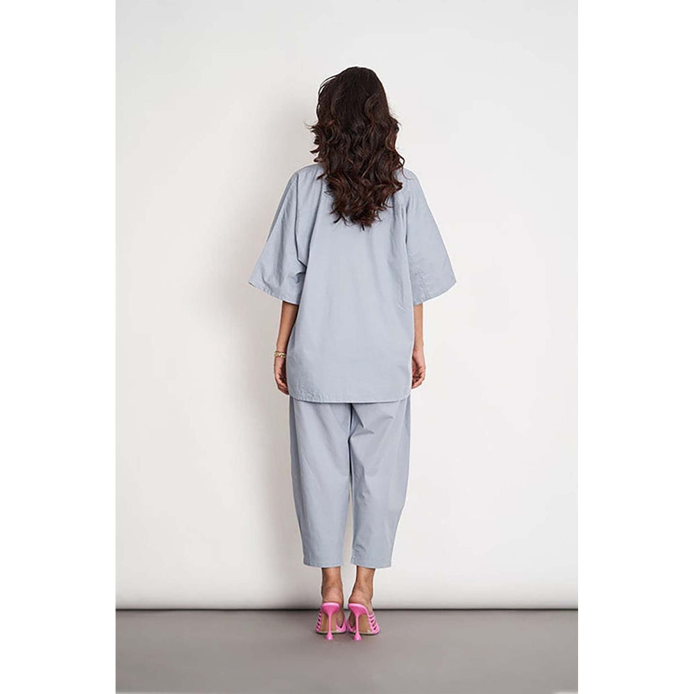 SPACE Ikigai Blue Top And Bag Pant