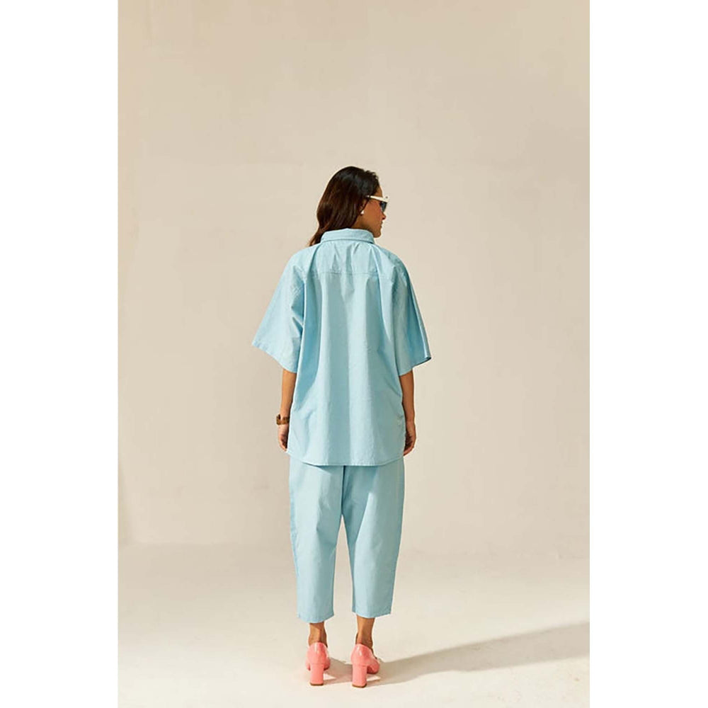 SPACE Ikigai Sky Blue Top And Bag Pant
