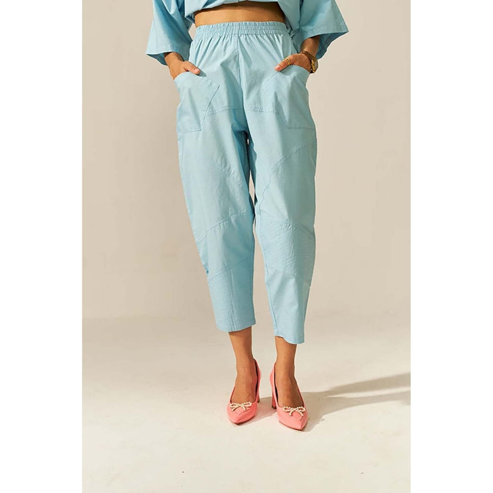 SPACE Ikigai Sky Blue Top And Bag Pant