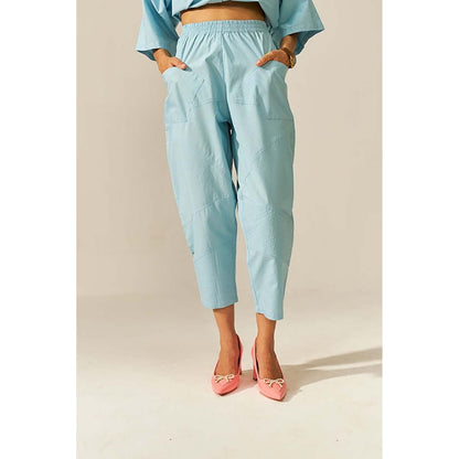 SPACE Ikigai Sky Blue Top And Bag Pant