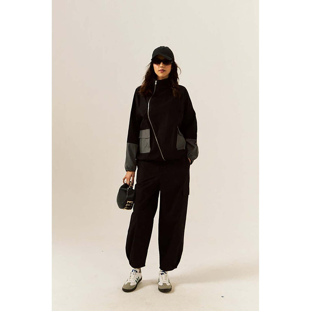 SPACE Psalm Unisex Black Zipper Wind Co-Ord Set