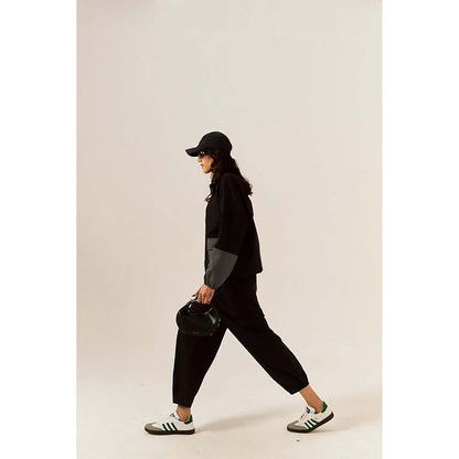 SPACE Psalm Unisex Black Zipper Wind Co-Ord Set
