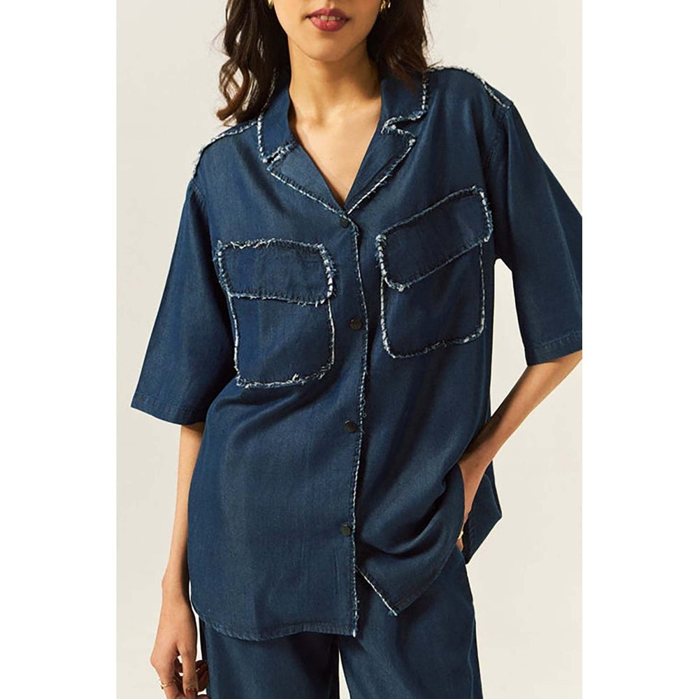 SPACE Depp Unisex Blue Shirt And Straight Fit Pant