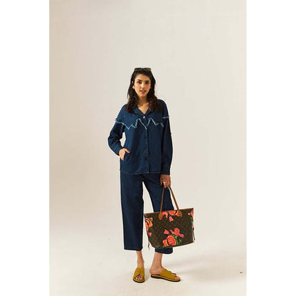 SPACE Tru Unisex Blue Shirt And Straight Fit Pant