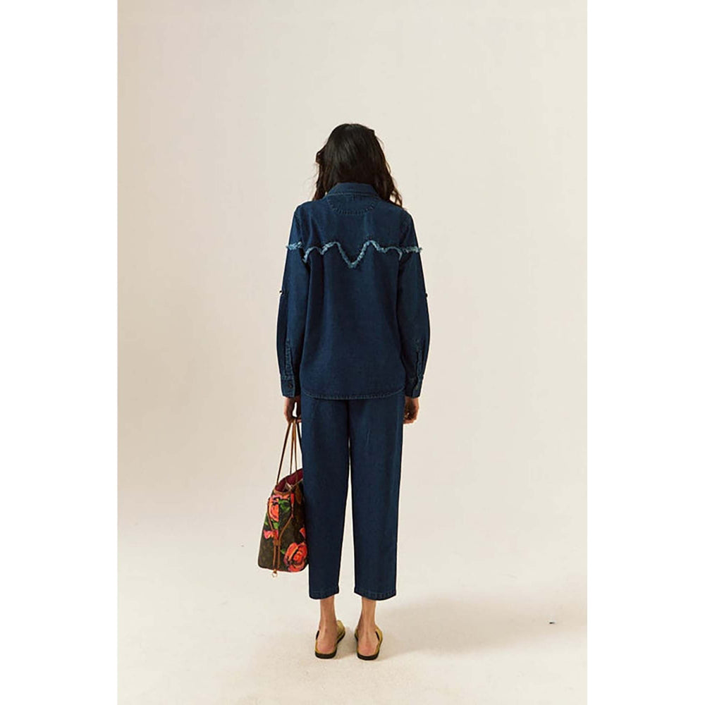 SPACE Tru Unisex Blue Shirt And Straight Fit Pant