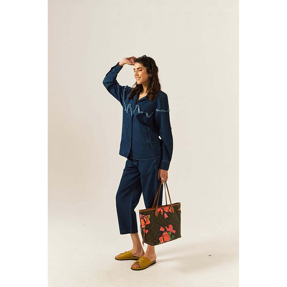 SPACE Tru Unisex Blue Shirt And Straight Fit Pant