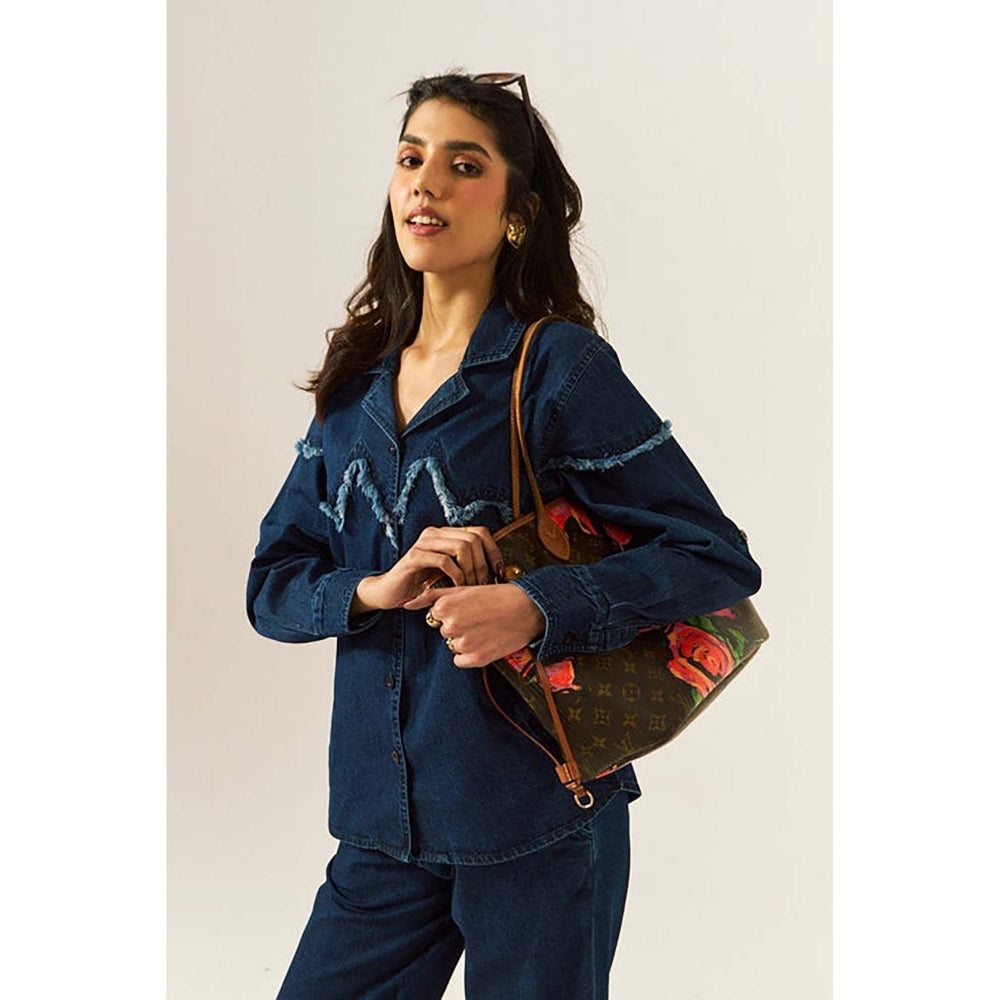 SPACE Tru Unisex Blue Shirt And Straight Fit Pant