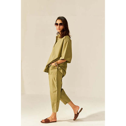 SPACE Ikigai Green Top And Bag Pant