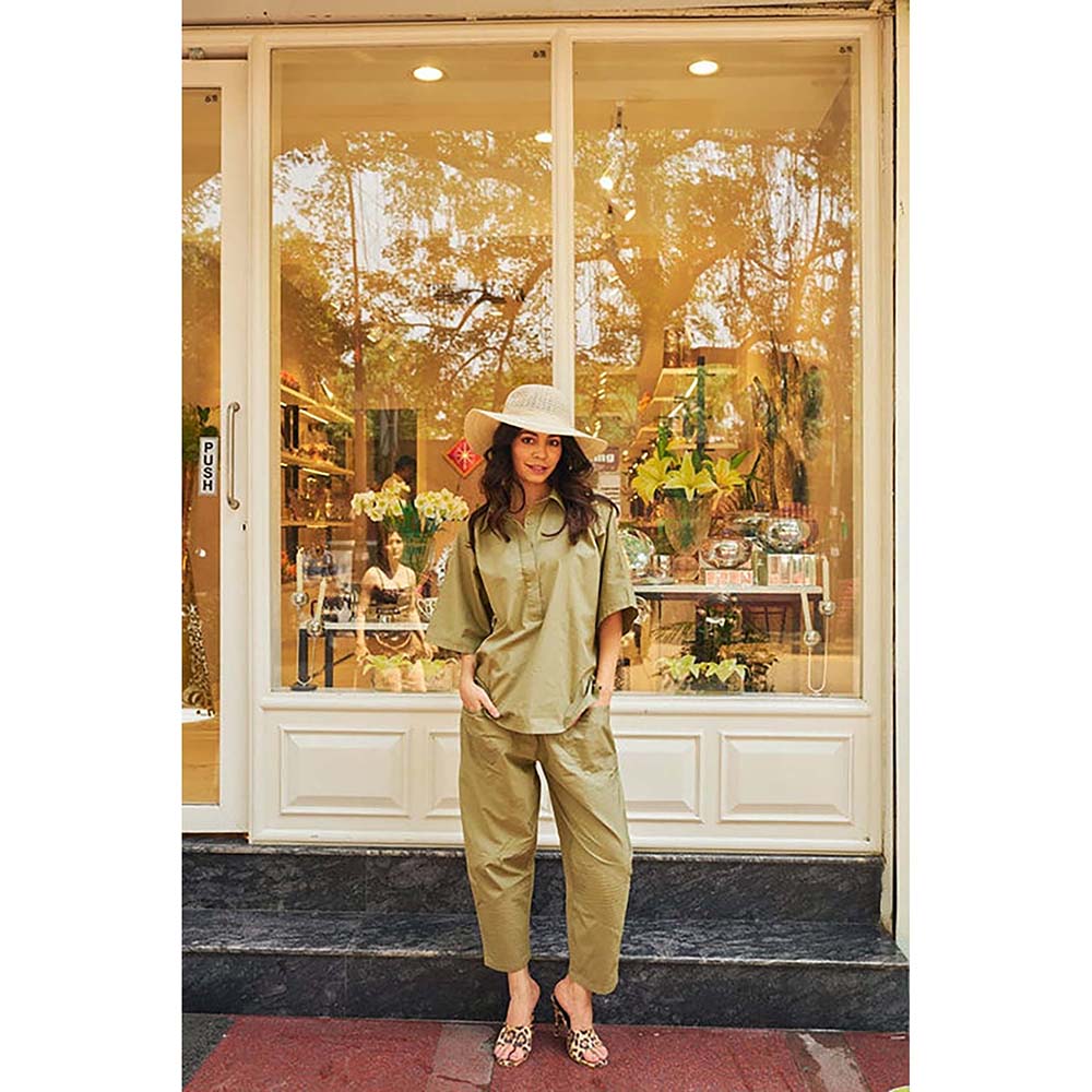 SPACE Ikigai Green Top And Bag Pant