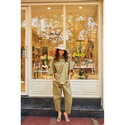 SPACE Ikigai Green Top And Bag Pant