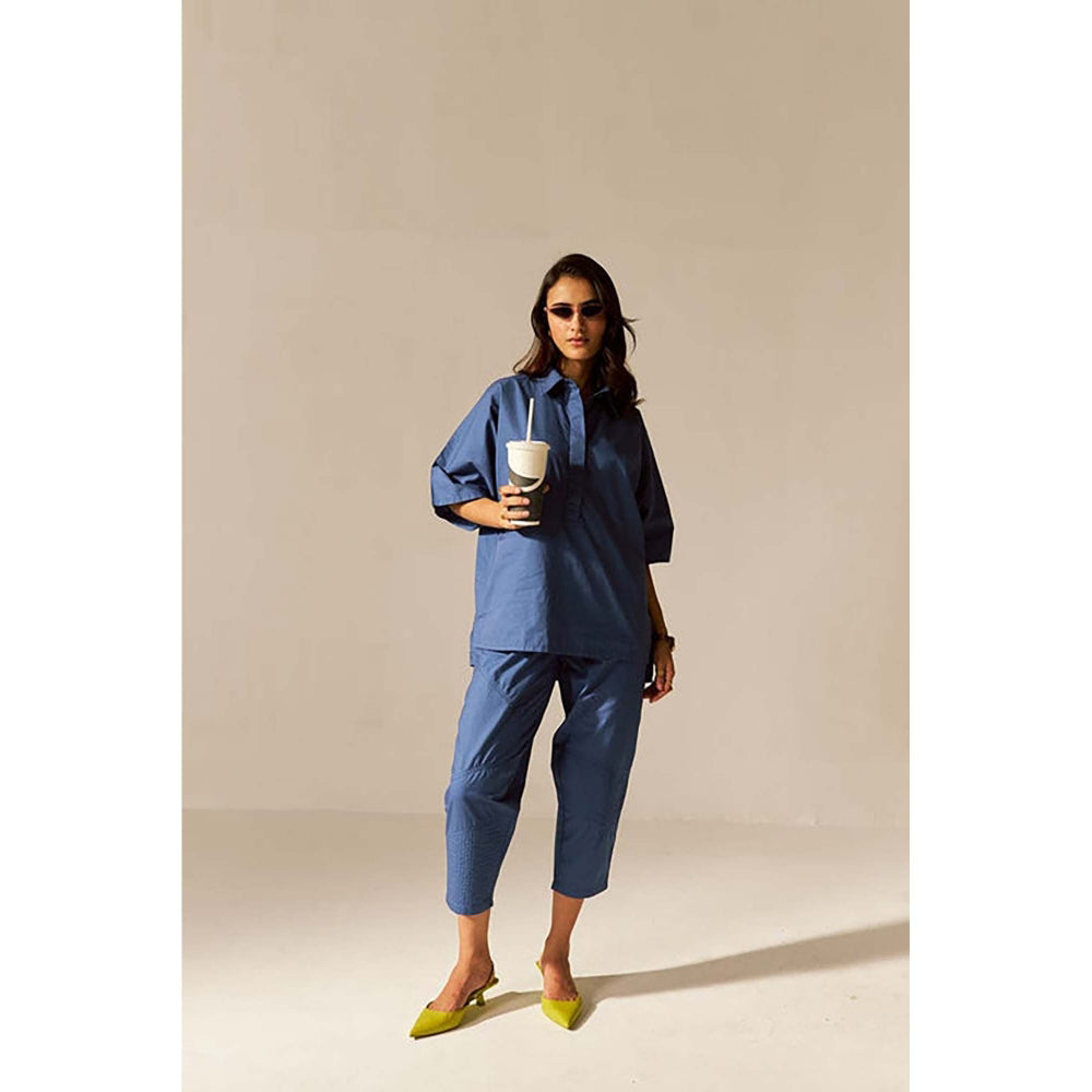 SPACE Ikigai Blue Top And Bag Pant
