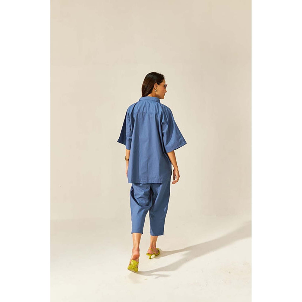 SPACE Ikigai Blue Top And Bag Pant