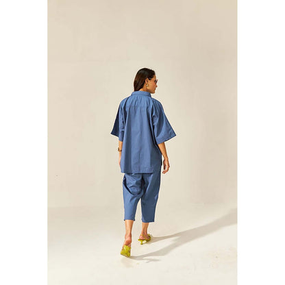 SPACE Ikigai Blue Top And Bag Pant