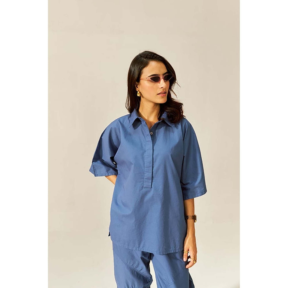 SPACE Ikigai Blue Top And Bag Pant