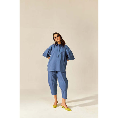SPACE Ikigai Blue Top And Bag Pant