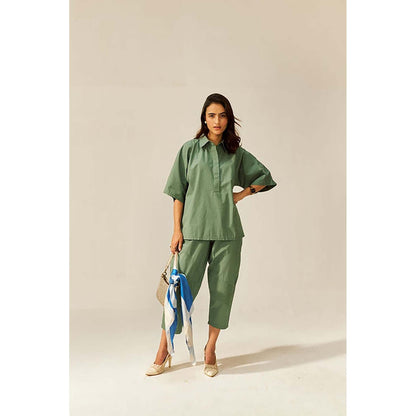 SPACE Ikigai Green Top And Bag Pant