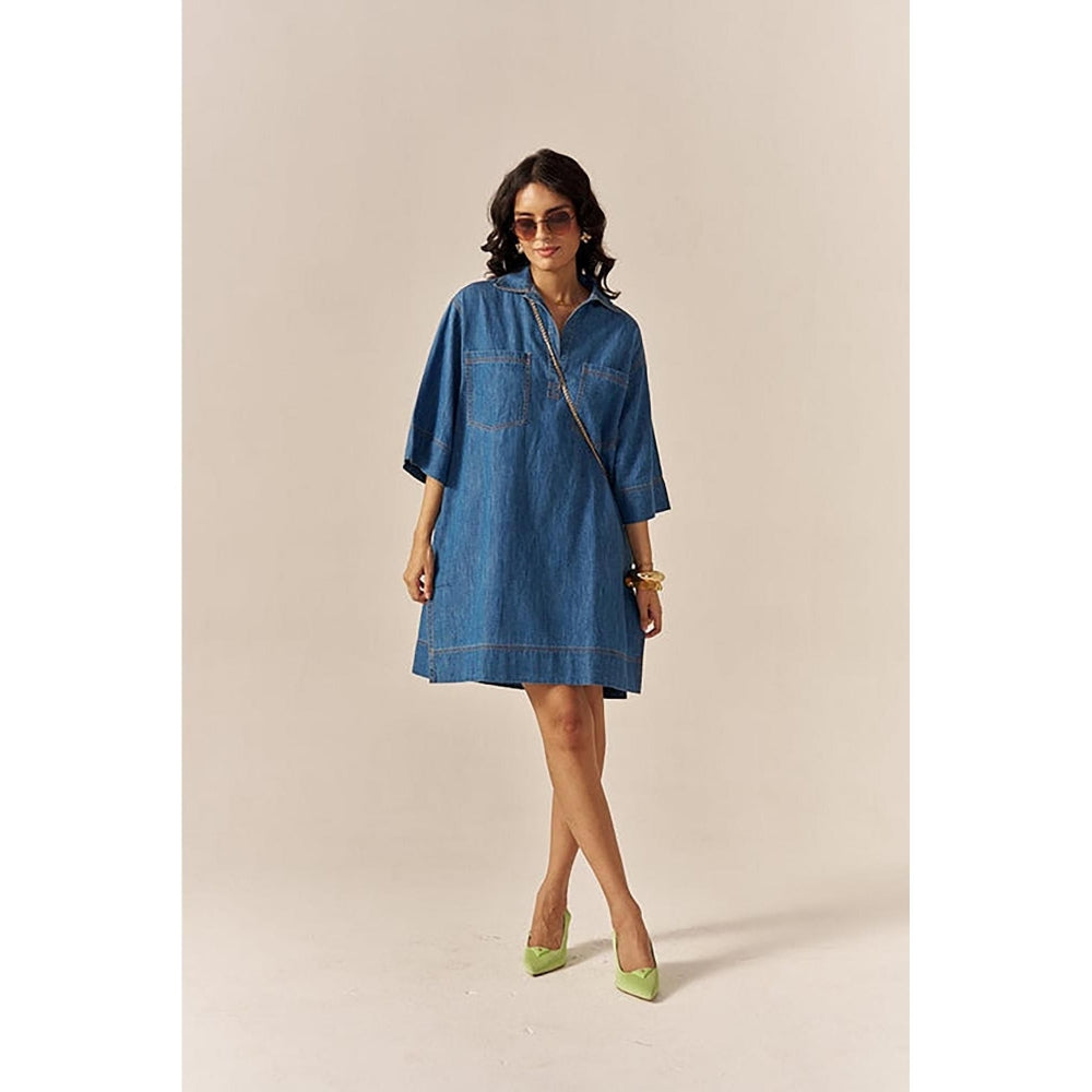 SPACE Pinacolada Blue Shirt Dress