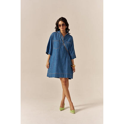 SPACE Pinacolada Blue Shirt Dress