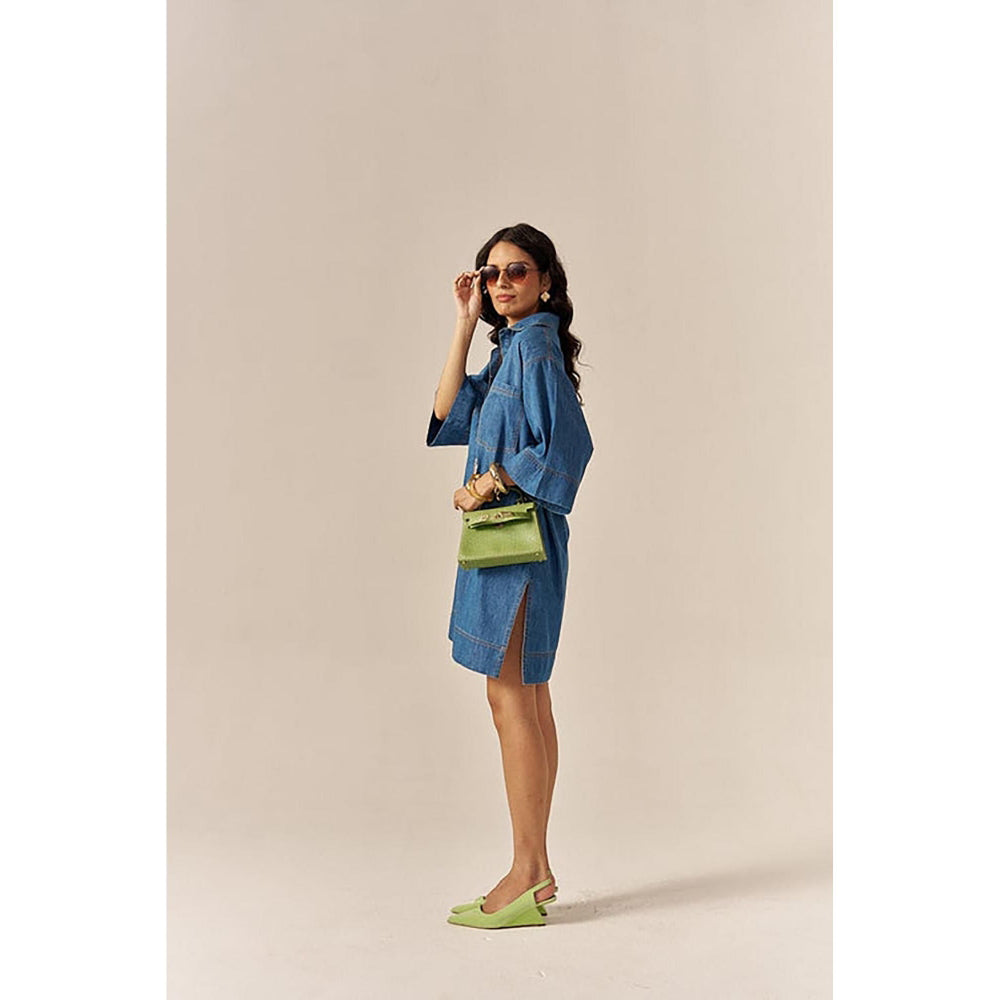 SPACE Pinacolada Blue Shirt Dress