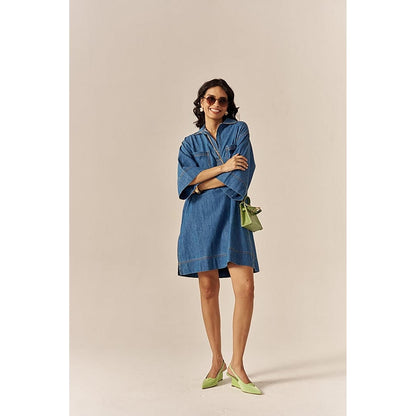 SPACE Pinacolada Blue Shirt Dress