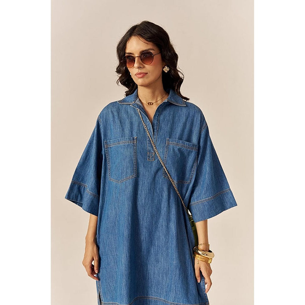 SPACE Pinacolada Blue Shirt Dress
