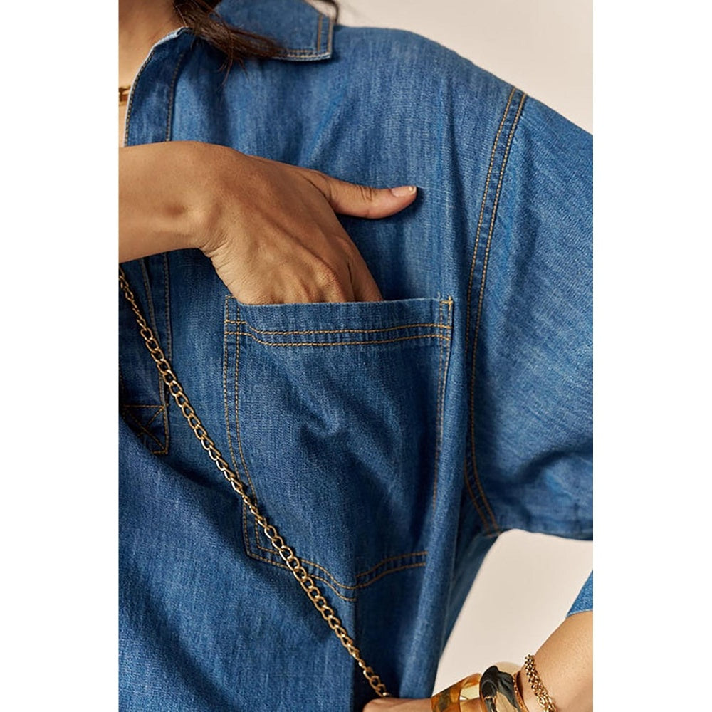 SPACE Pinacolada Blue Shirt Dress