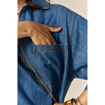 SPACE Pinacolada Blue Shirt Dress