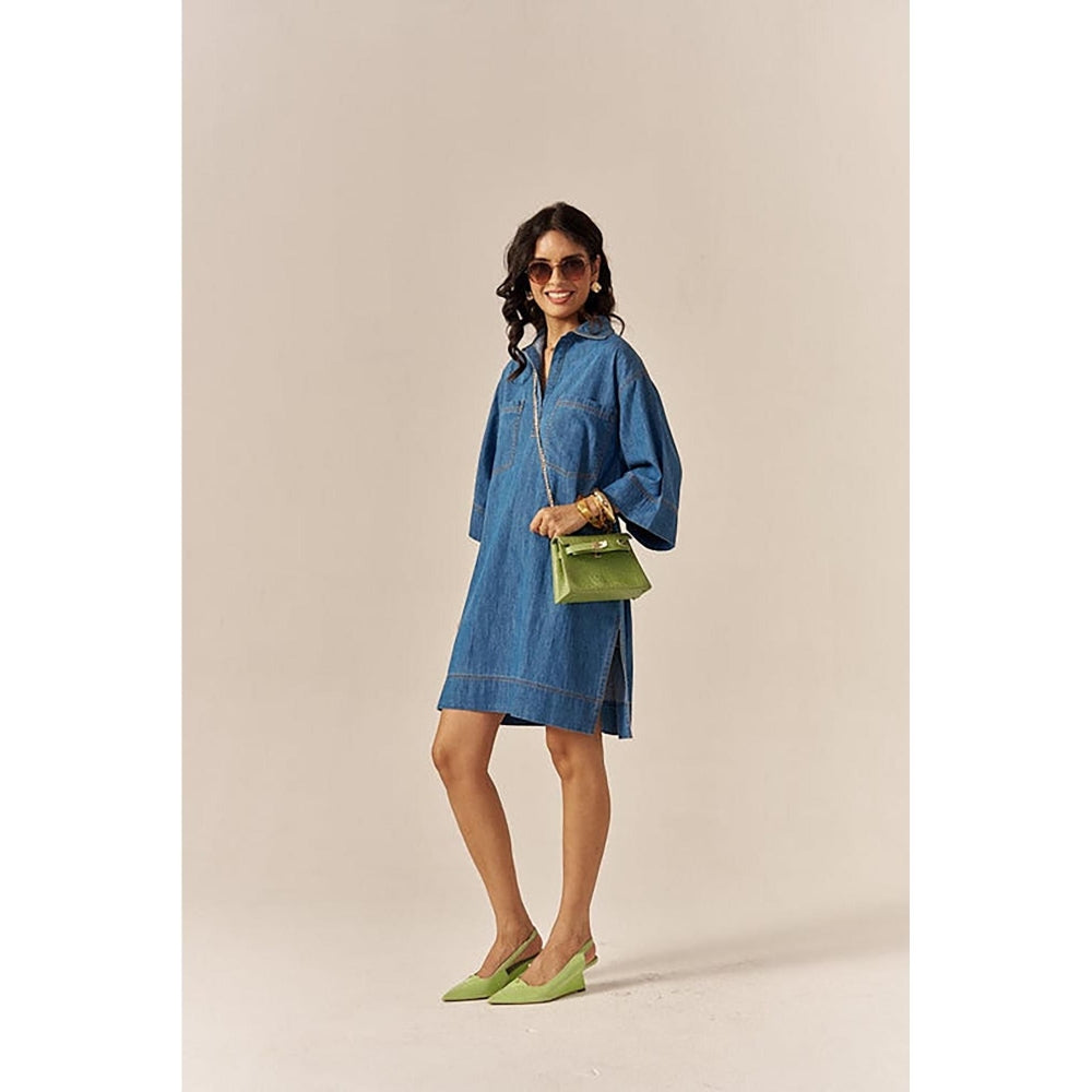 SPACE Pinacolada Blue Shirt Dress