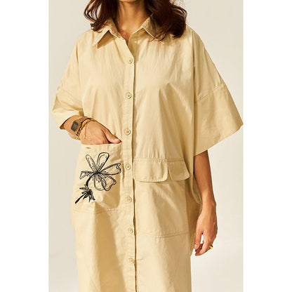 SPACE The Nobu Beige Shirt Dress