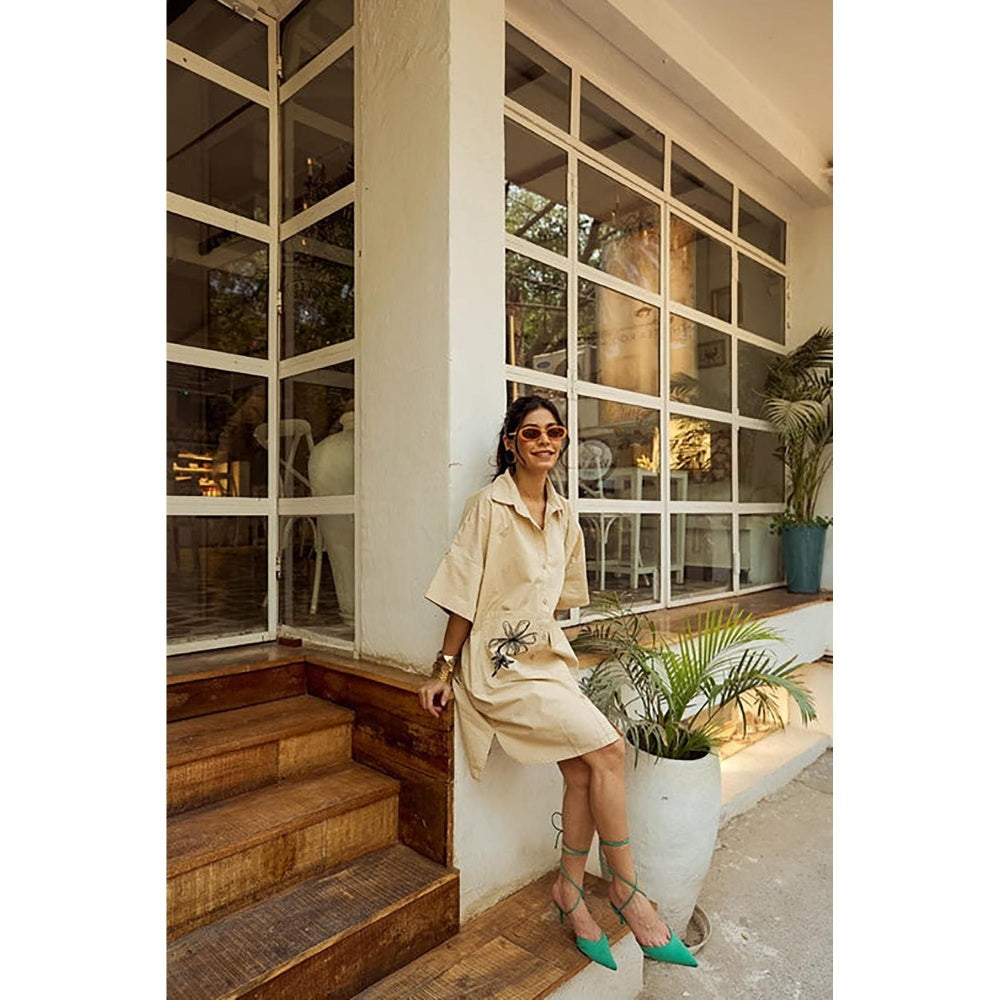 SPACE The Nobu Beige Shirt Dress