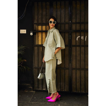 SPACE Olive Green Dolla Shirt and Pant Set