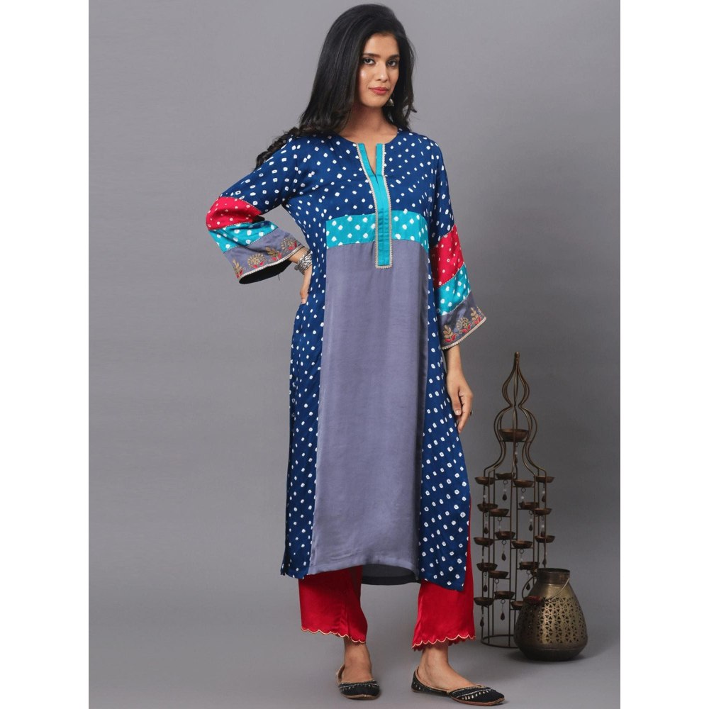 Spring Soul Printed Modal Silk Bandhani Print Kurta