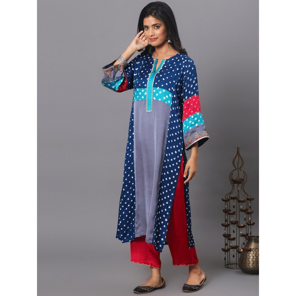 Spring Soul Printed Modal Silk Bandhani Print Kurta