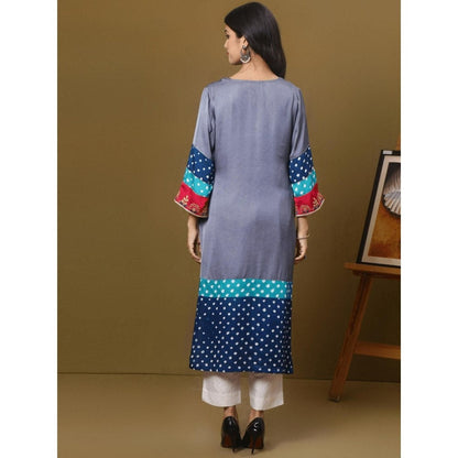 Spring Soul Color Block Modal Silk Bandhani Print Kurta