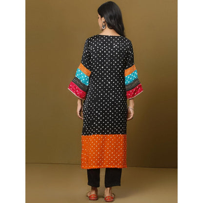 Spring Soul Color Block Modal Silk Bandhani Print Kurta