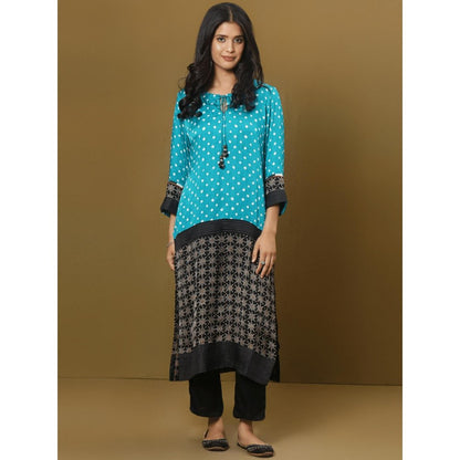 Spring Soul Color Block Modal Silk Ajrakh and Bandhani Mix Kurta