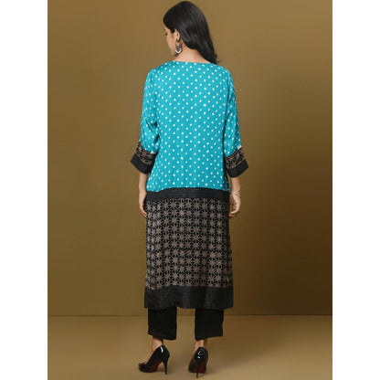 Spring Soul Color Block Modal Silk Ajrakh and Bandhani Mix Kurta