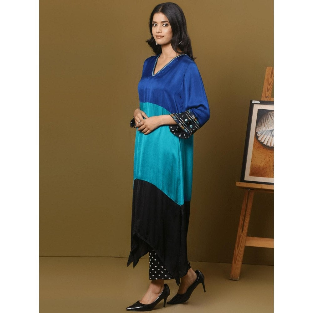 Spring Soul Color Block Modal Silk Detailing On Sleeves Kurta