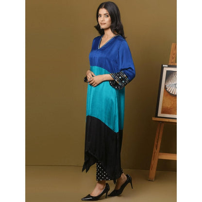 Spring Soul Color Block Modal Silk Detailing On Sleeves Kurta
