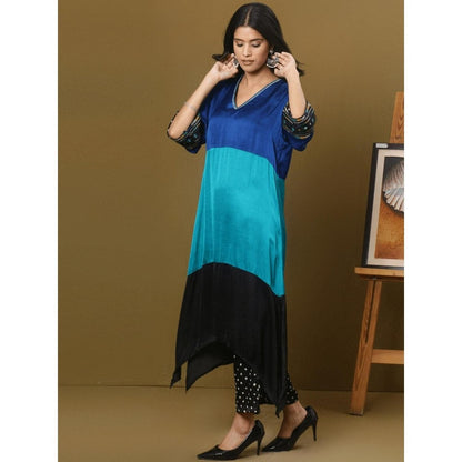 Spring Soul Color Block Modal Silk Detailing On Sleeves Kurta