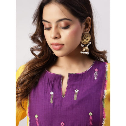 Spring Soul Chanderi Color Block Embroidery Kurta