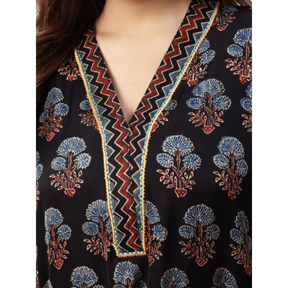 Spring Soul Modal Silk Ajrakh Applique & Embroidery Kurta