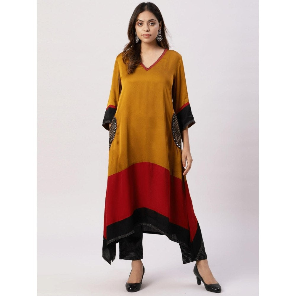 Spring Soul Modal Silk Color Block Brocade Pockets Kurta